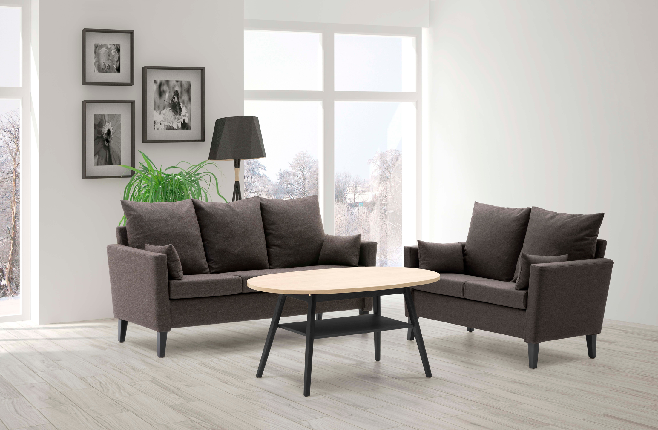 HELLAND Seniorensofa Bubble 3-Sitzer I gepolsterte Armlehnen