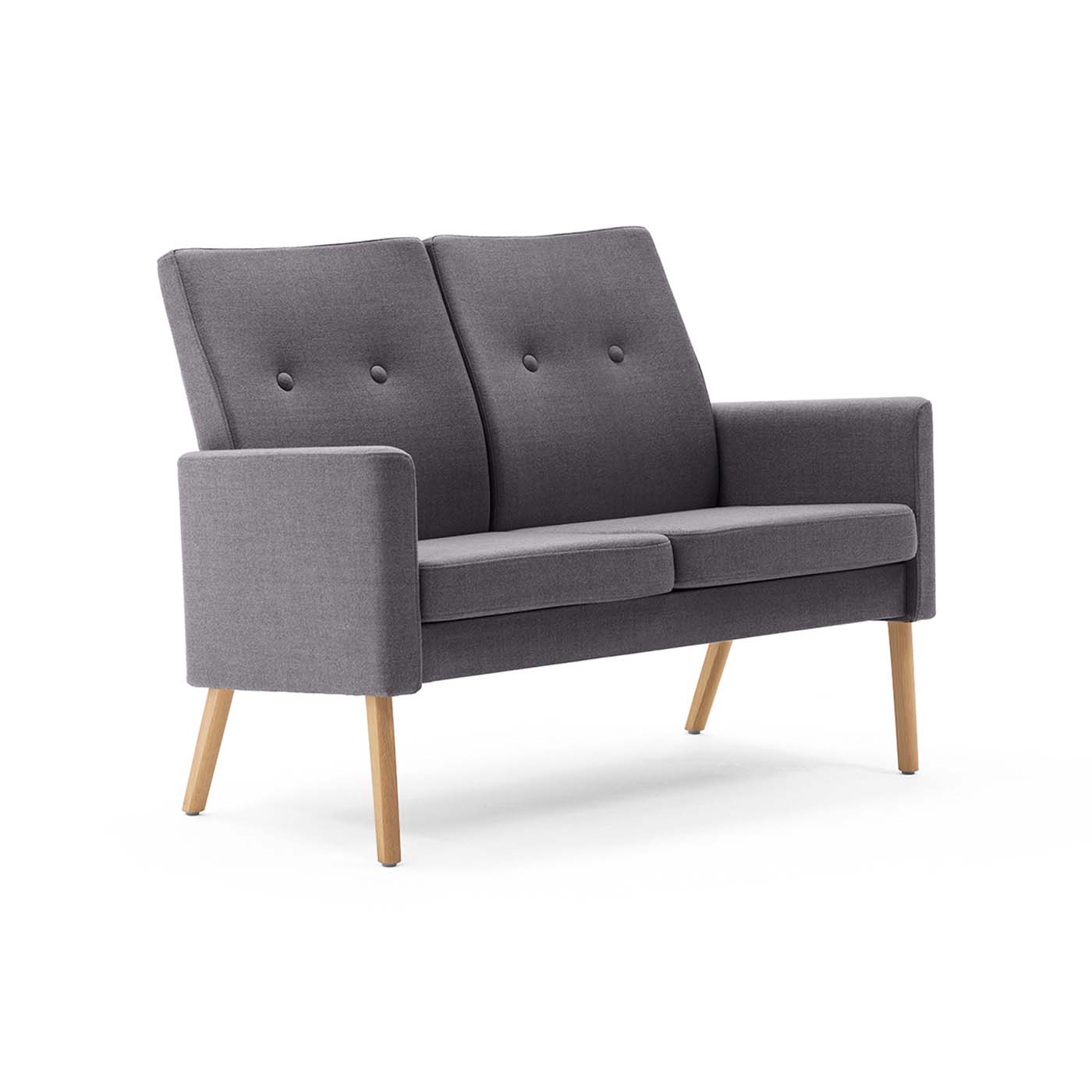 PAN 2‑Sitzer Pflege‑Sofa – skandinavische Sitzbank mit überpolsterten Armlehnen